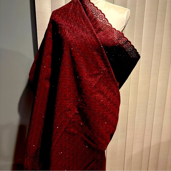 Polish Cotton Lace Fabric Swiss Voile Dry Lace Purple - Picture 4 of 4